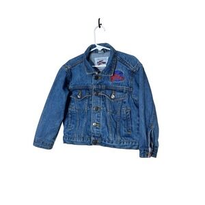 Vintage Kids Planet Hollywood Denim Jacket Size 6 Jean Embroidered Casual